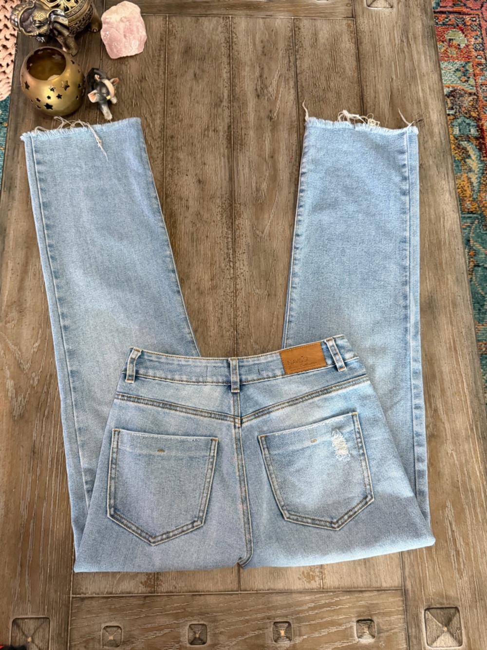 Navissi Light Blue Distressed Straight-Leg Jeans - Picture 5 of 11